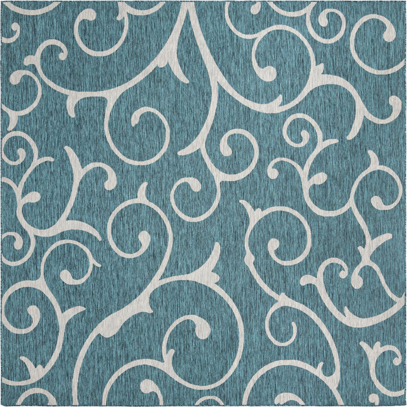 Seaside Blooms Collection Area Rug -  Azure Square Teal  lifestyle 134