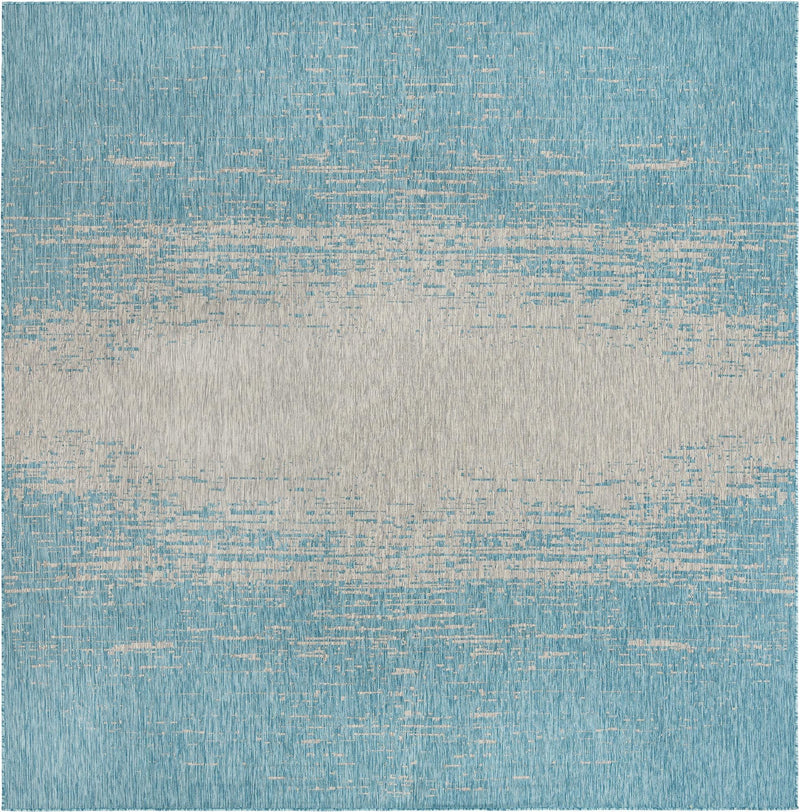 Urban Terrace Collection Area Rug -  Vanderbilt Square Aqua Blue  lifestyle 110