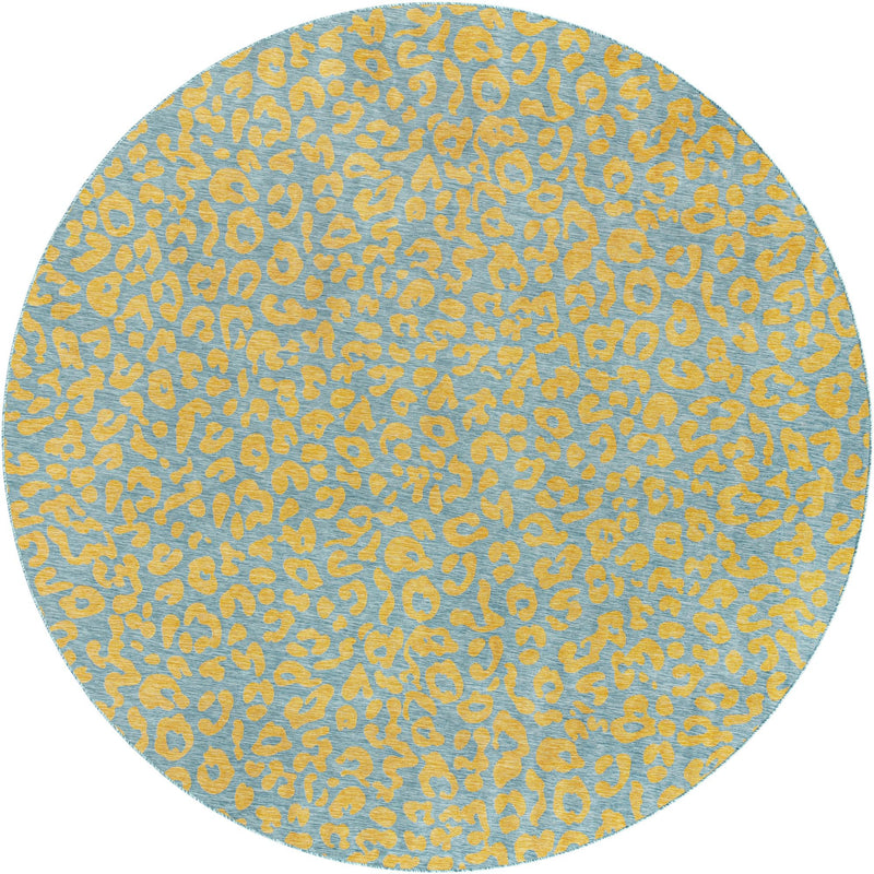 Savannah Escape Collection Area Rug -  Amazon (Blue Yellow) Round Blue Yellow  lifestyle 30