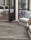Patio Stripe Harmony Collection Area Rug - Cabana (Charcoal) Square Charcoal  lifestyle 2