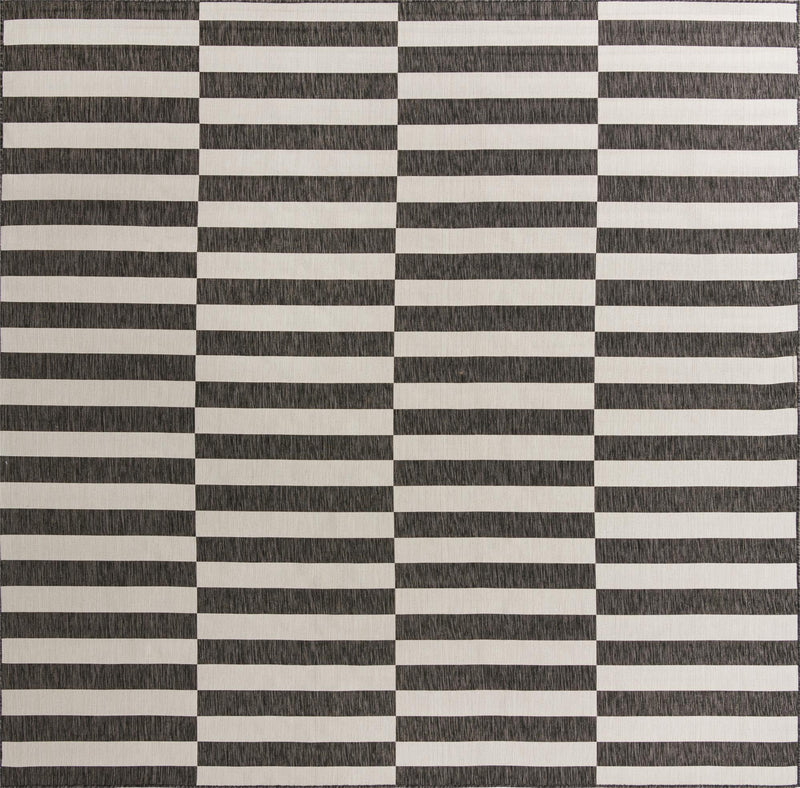 Patio Stripe Harmony Collection Area Rug - Cabana (Charcoal) Square Charcoal Main