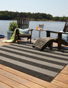 Patio Stripe Harmony Collection Area Rug -  Veranda Square Charcoal Gray  lifestyle 2
