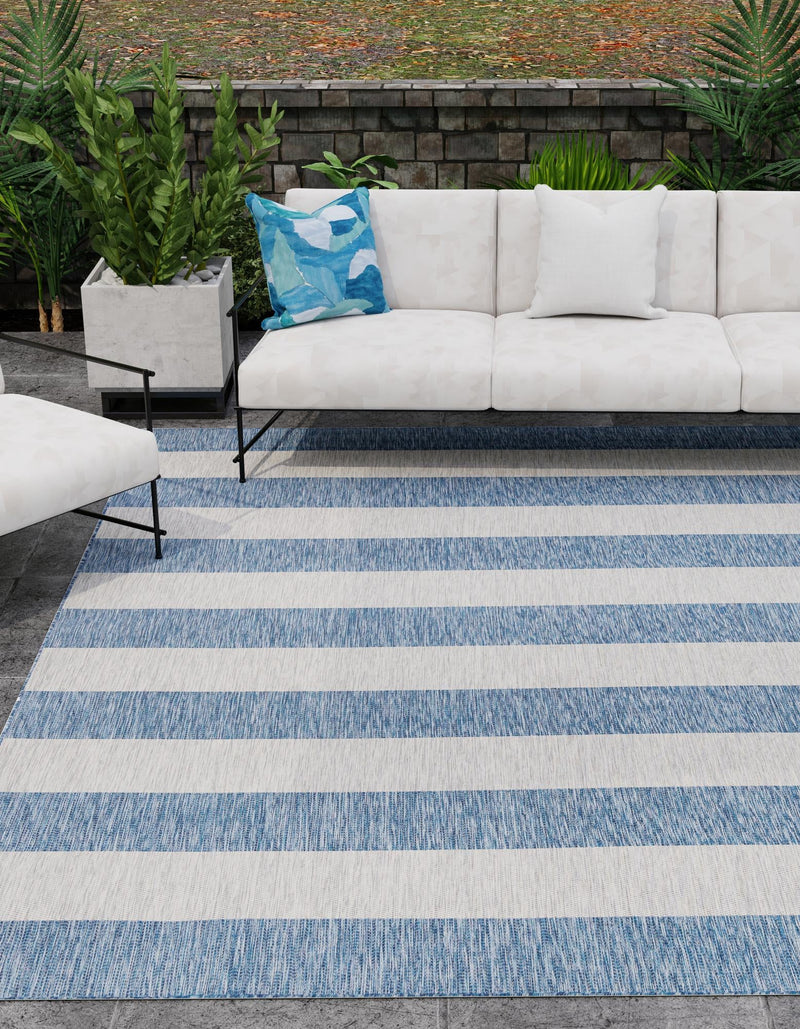 Patio Stripe Harmony Collection Area Rug -  Veranda Square Blue  lifestyle 2