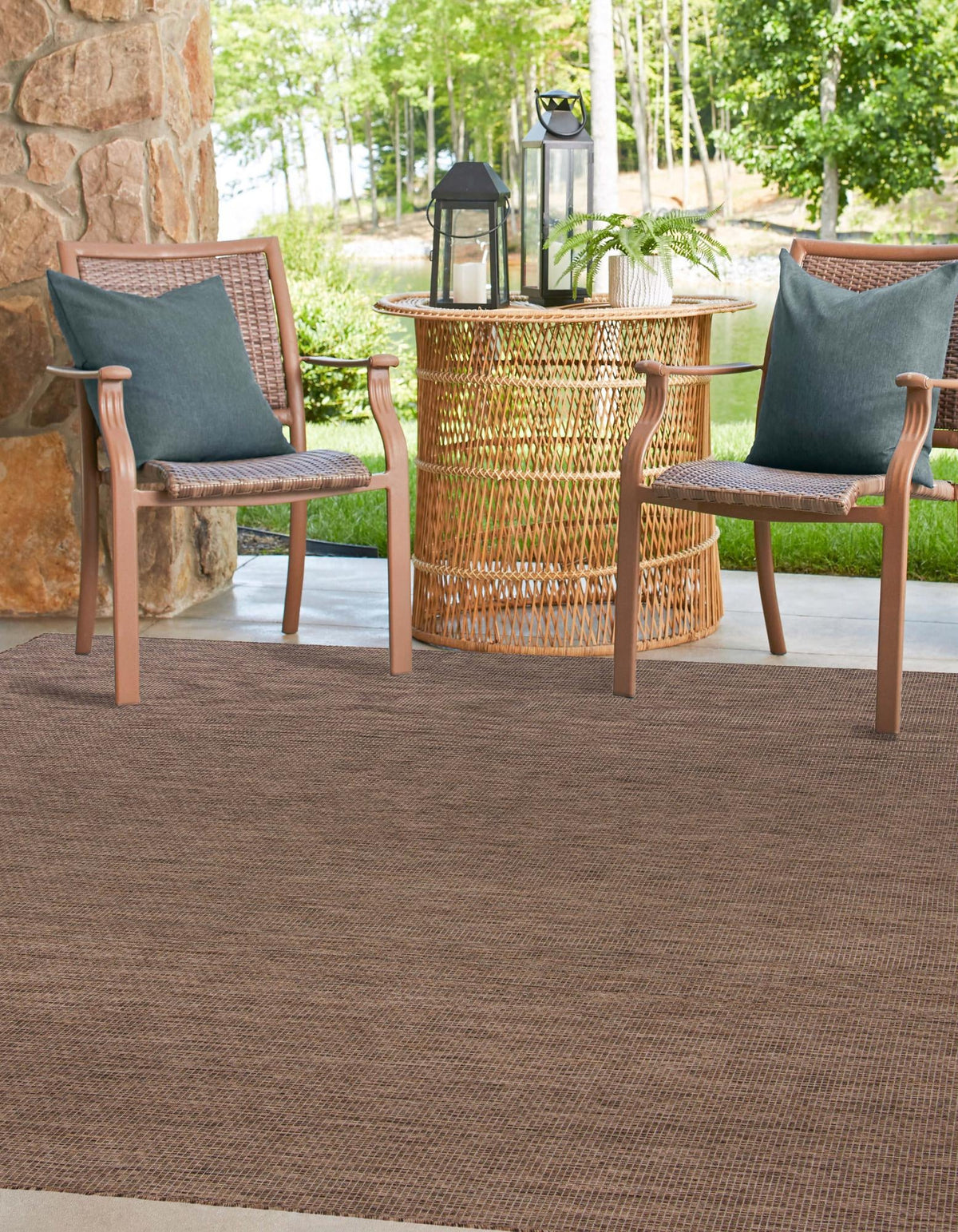 Patio Perfection Collection Area Rug - Veranda (Light Brown) Square Light Brown  lifestyle 21