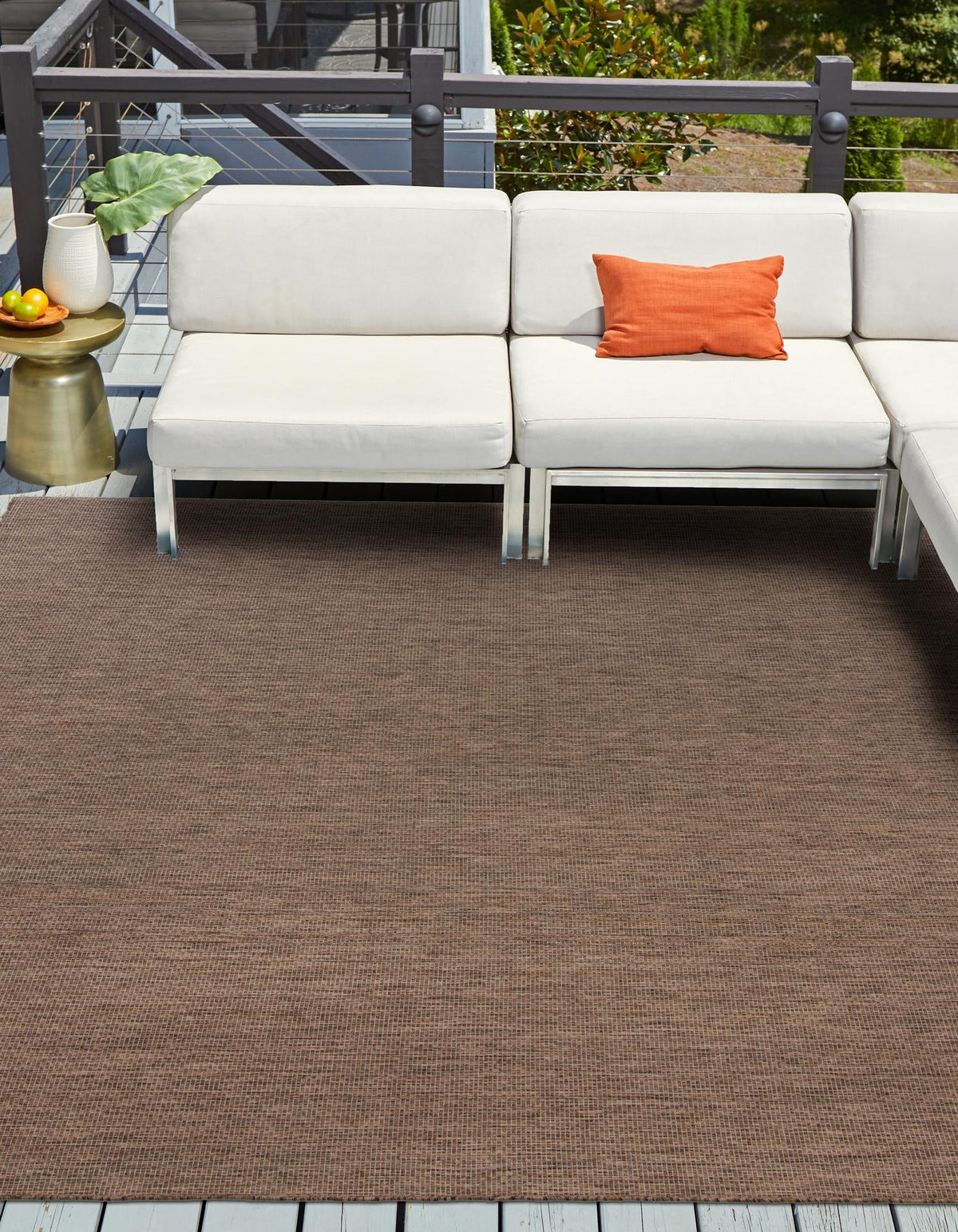 Patio Perfection Collection Area Rug - Veranda (Light Brown) Square Light Brown  lifestyle 29