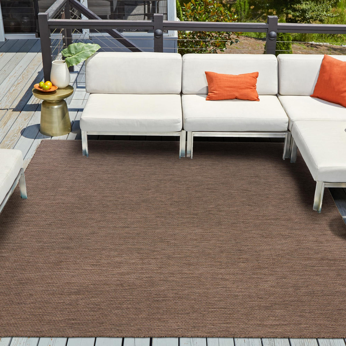 Patio Perfection Collection Area Rug - Veranda (Light Brown) Square Light Brown  lifestyle 60