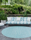 Patio Perfection Collection Area Rug - Veranda (Aquamarine) Round Aquamarine  lifestyle 0