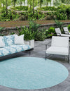 Patio Perfection Collection Area Rug - Veranda (Aquamarine) Round Aquamarine  lifestyle 2