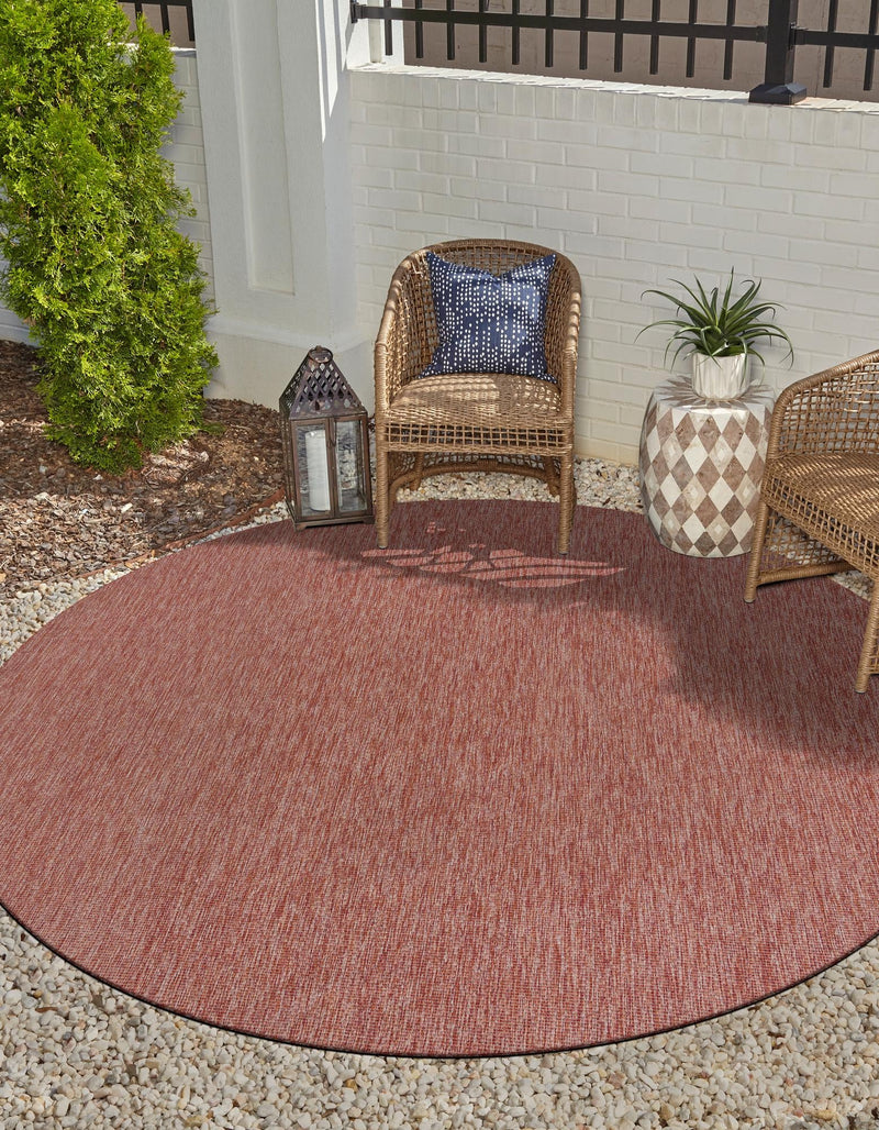 Patio Perfection Collection Area Rug - Veranda (Rust Red) Round Rust Red  lifestyle 6