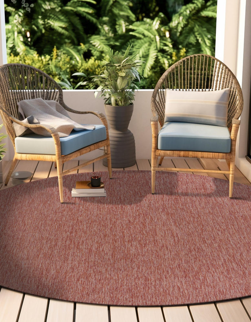 Patio Perfection Collection Area Rug - Veranda (Rust Red) Round Rust Red  lifestyle 9