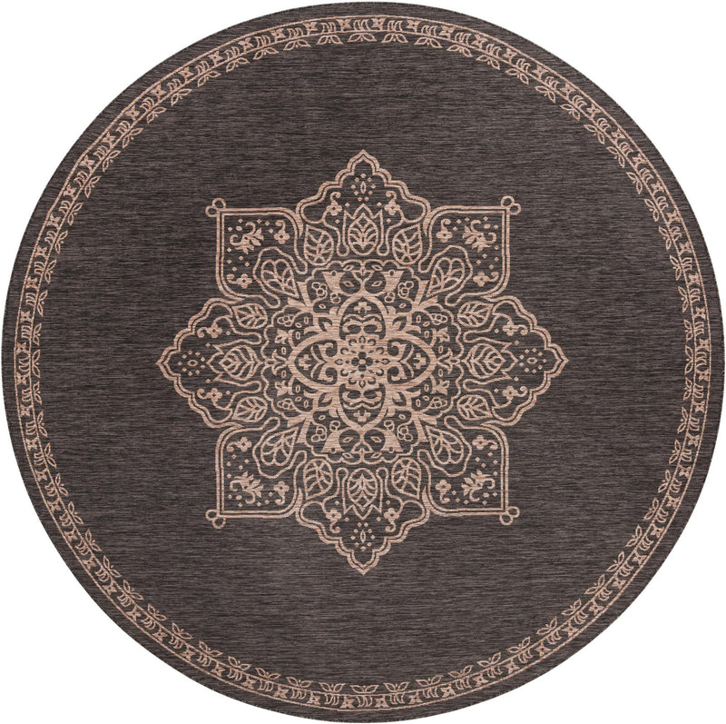 Patio Heritage Collection Area Rug -  Charleston (Charcoal Gray) Round Charcoal Gray  lifestyle 16