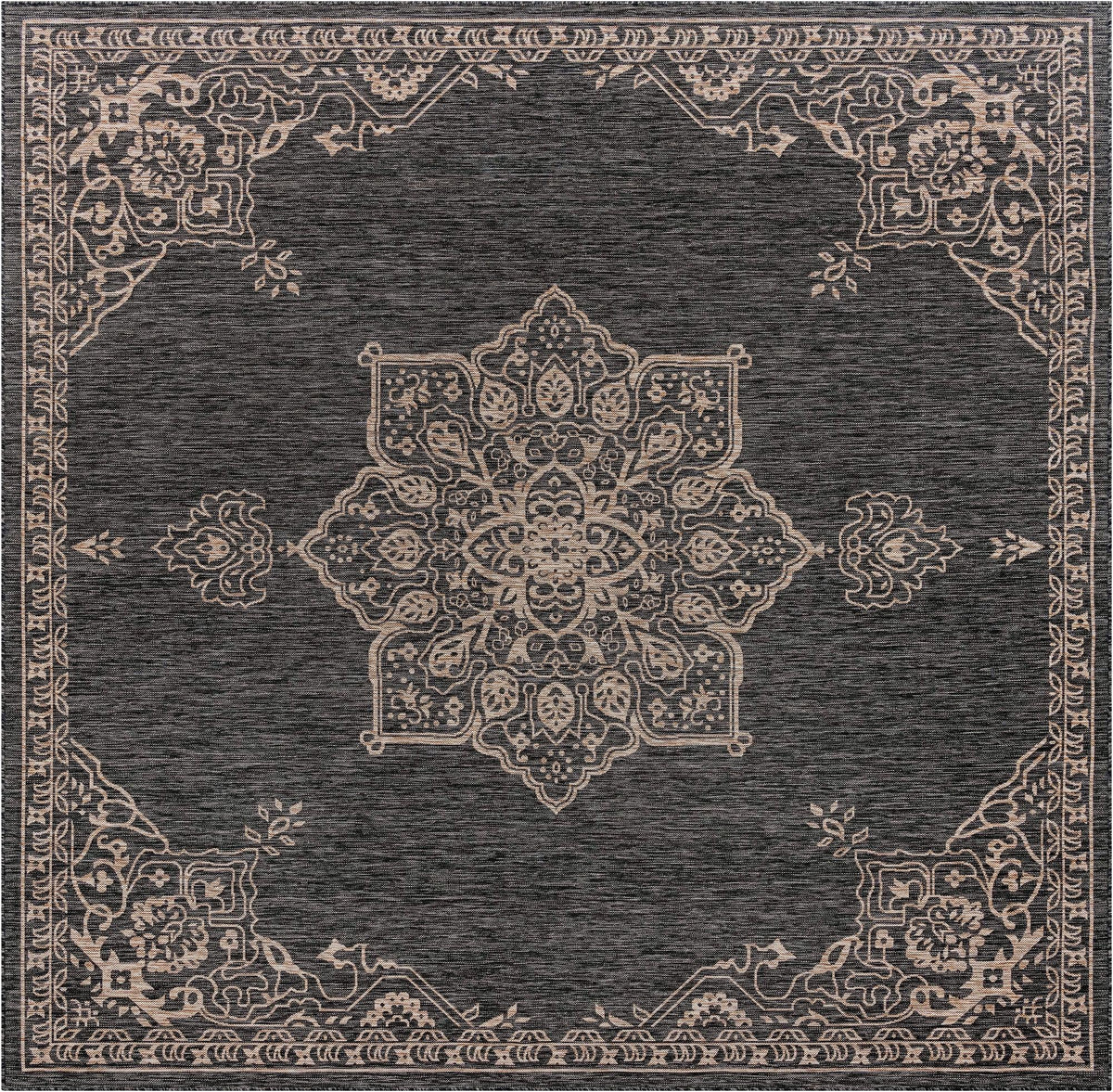Patio Heritage Collection Area Rug -  Charleston (Charcoal Gray) Square Charcoal Gray  lifestyle 48