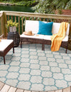 Garden Lattice Oasis Collection Area Rug - Arbor (Gray) Round Gray  lifestyle 0