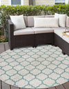 Garden Lattice Oasis Collection Area Rug - Arbor (Gray) Round Gray  lifestyle 3