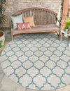 Garden Lattice Oasis Collection Area Rug - Arbor (Gray) Round Gray  lifestyle 5