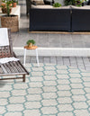 Garden Lattice Oasis Collection Area Rug - Arbor (Gray) Round Gray  lifestyle 9