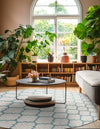Garden Lattice Oasis Collection Area Rug - Arbor (Gray) Round Gray  lifestyle 10