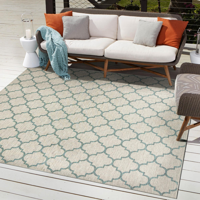 Garden Lattice Oasis Collection Area Rug - Arbor (Gray) Square Gray  lifestyle 13
