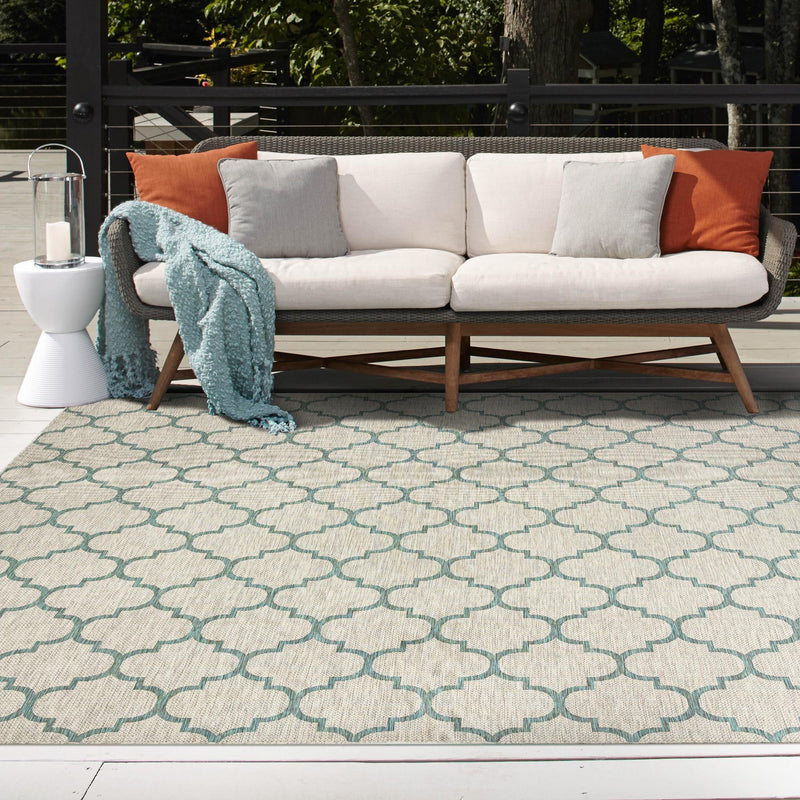 Garden Lattice Oasis Collection Area Rug - Arbor (Gray) Square Gray  lifestyle 14