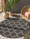 Garden Lattice Oasis Collection Area Rug - Arbor (Black) Round Black  lifestyle 2