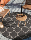 Garden Lattice Oasis Collection Area Rug - Arbor (Black) Round Black  lifestyle 7