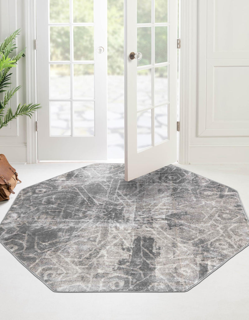 Riviera Elegance Collection Area Rug -  Grasse Octagon Dark Gray  lifestyle 0