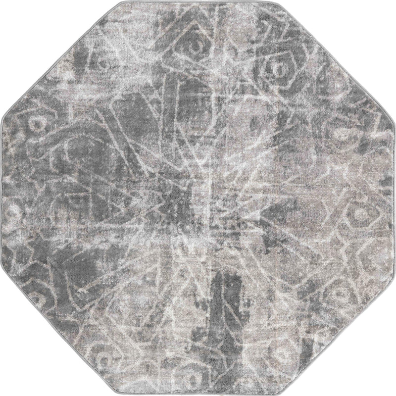 Riviera Elegance Collection Area Rug -  Grasse Octagon Dark Gray Main