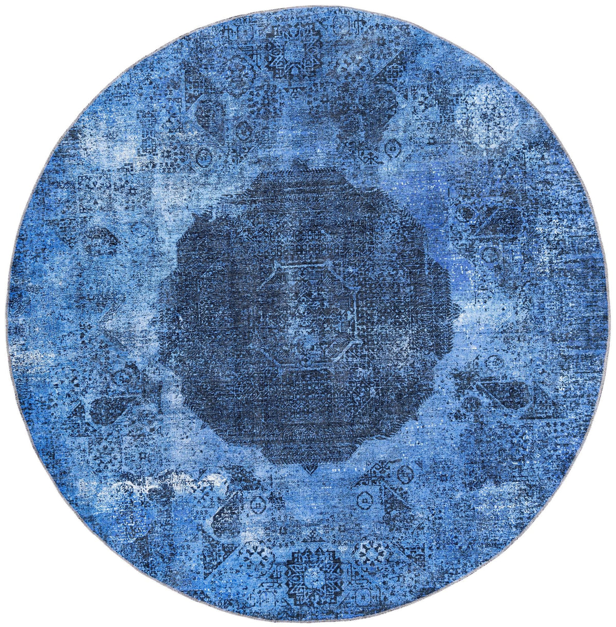Laguna Sands Collection Area Rug - Catalina Round Overdyed Blue  lifestyle 84