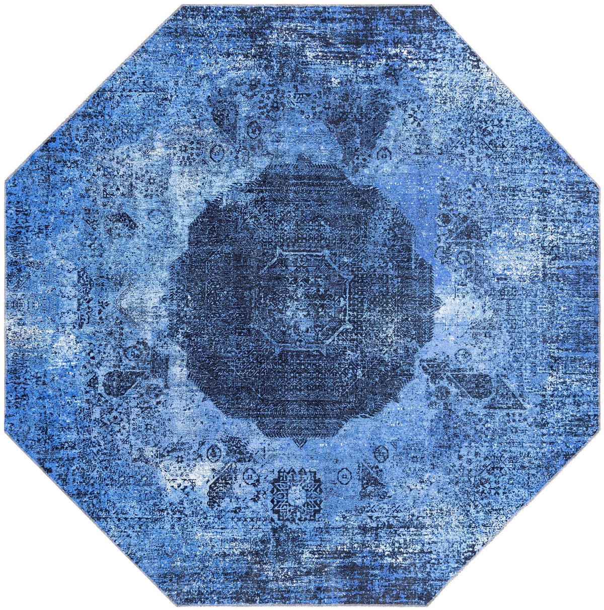 Laguna Sands Collection Area Rug - Catalina Octagon Overdyed Blue  lifestyle 83