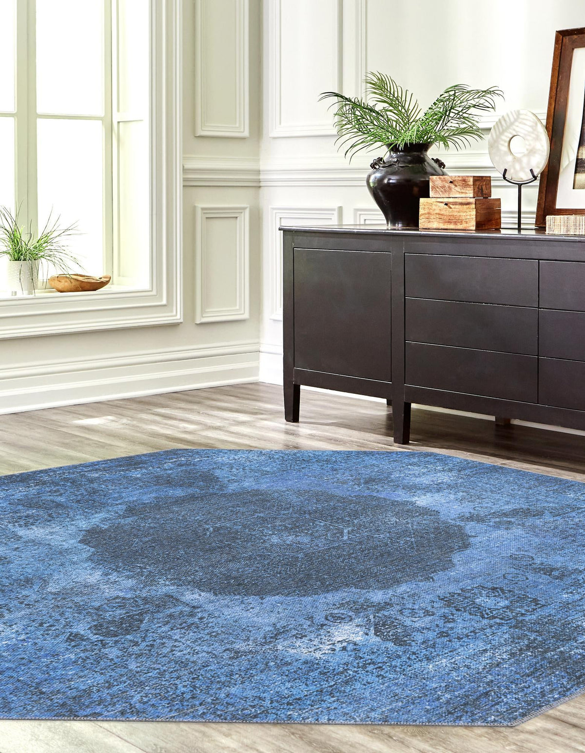Laguna Sands Collection Area Rug - Catalina Octagon Overdyed Blue  lifestyle 92