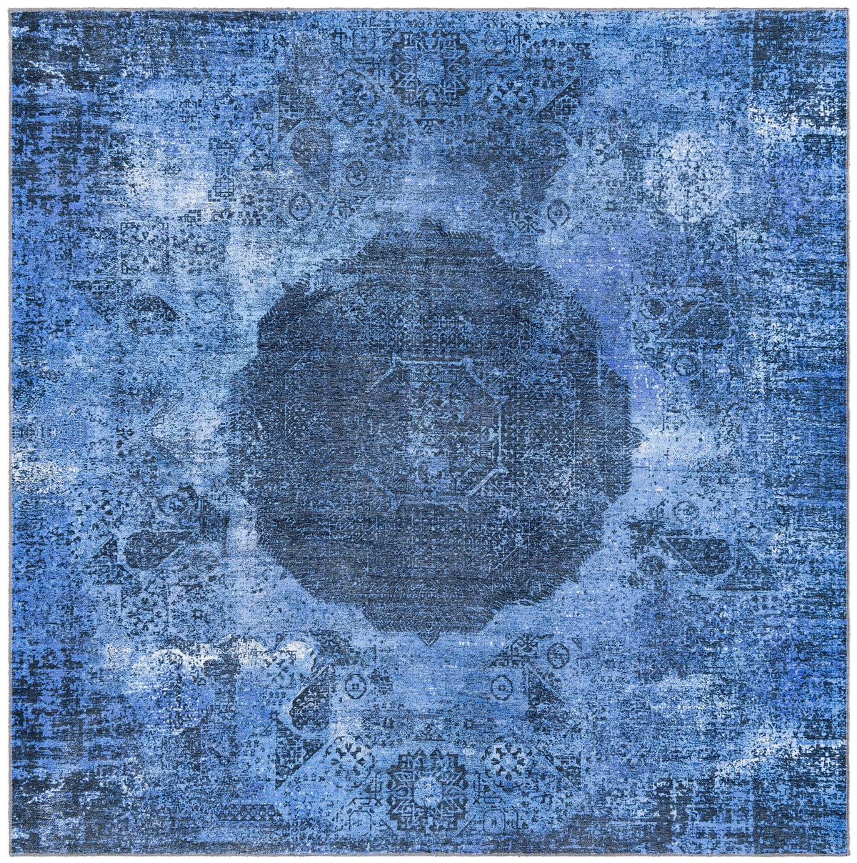 Laguna Sands Collection Area Rug - Catalina Square Overdyed Blue  lifestyle 86