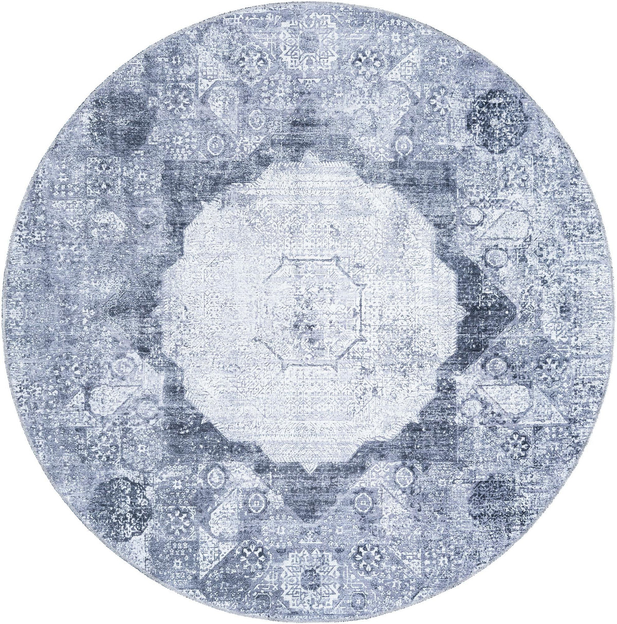 Laguna Sands Collection Area Rug - Catalina Round Gray Ivory  lifestyle 34