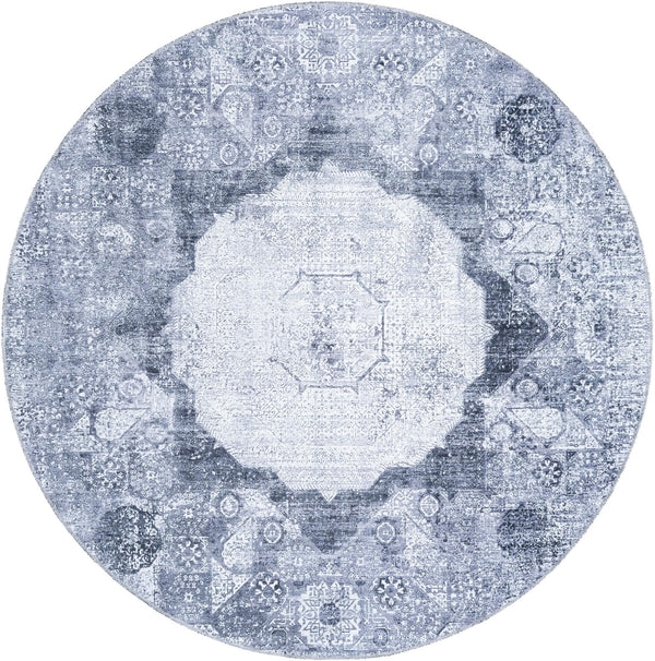 Laguna Sands Collection Area Rug - Catalina Round Gray Ivory  lifestyle 34