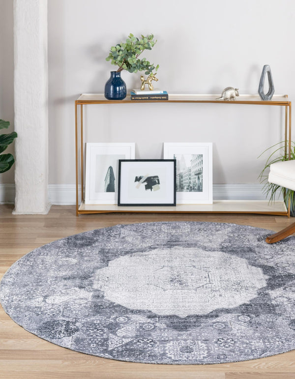 Laguna Sands Collection Area Rug - Catalina Round Gray Ivory  lifestyle 42