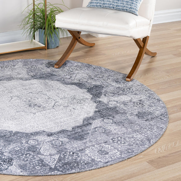 Laguna Sands Collection Area Rug - Catalina Round Gray Ivory  lifestyle 148