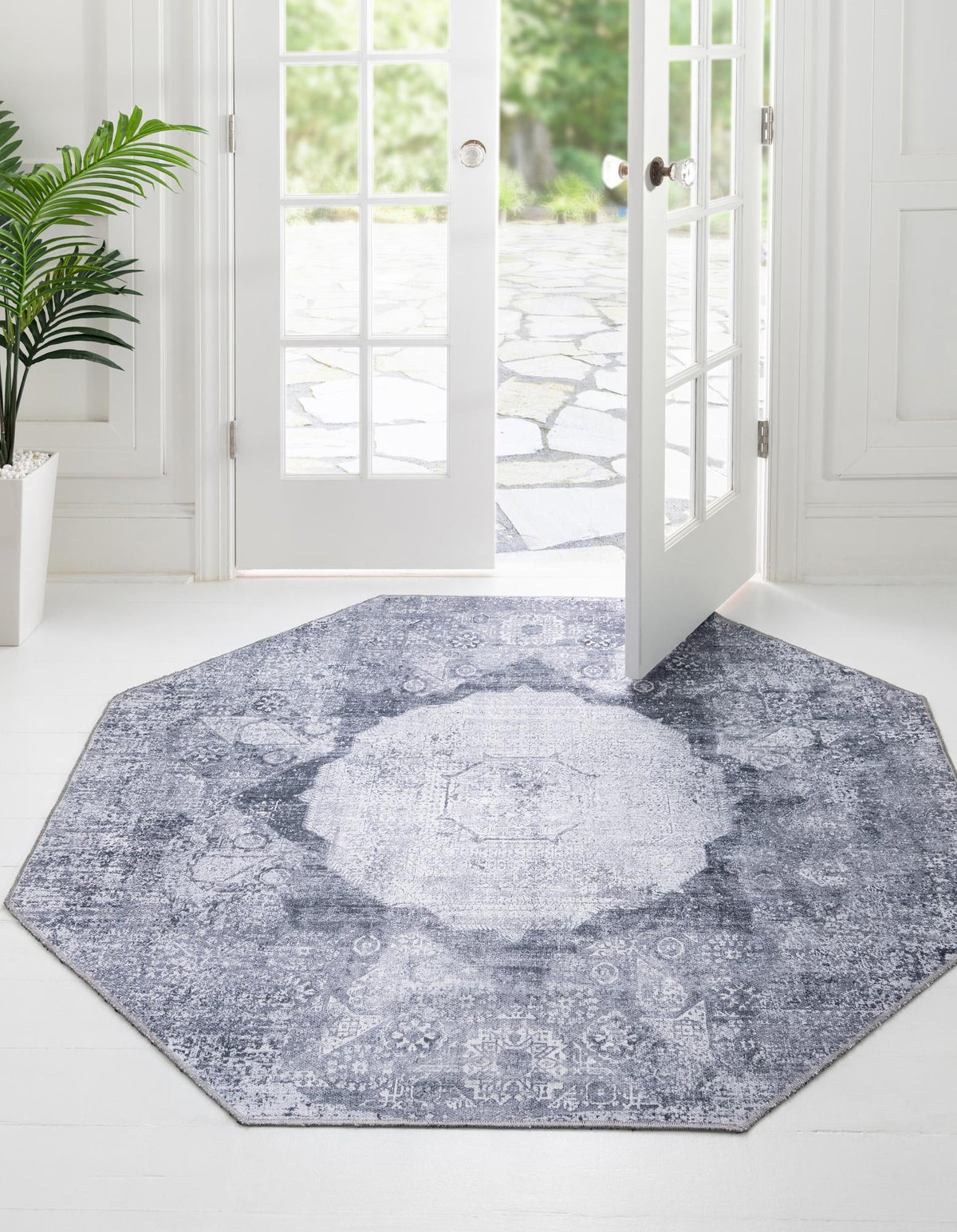Laguna Sands Collection Area Rug - Catalina Octagon Gray Ivory  lifestyle 43