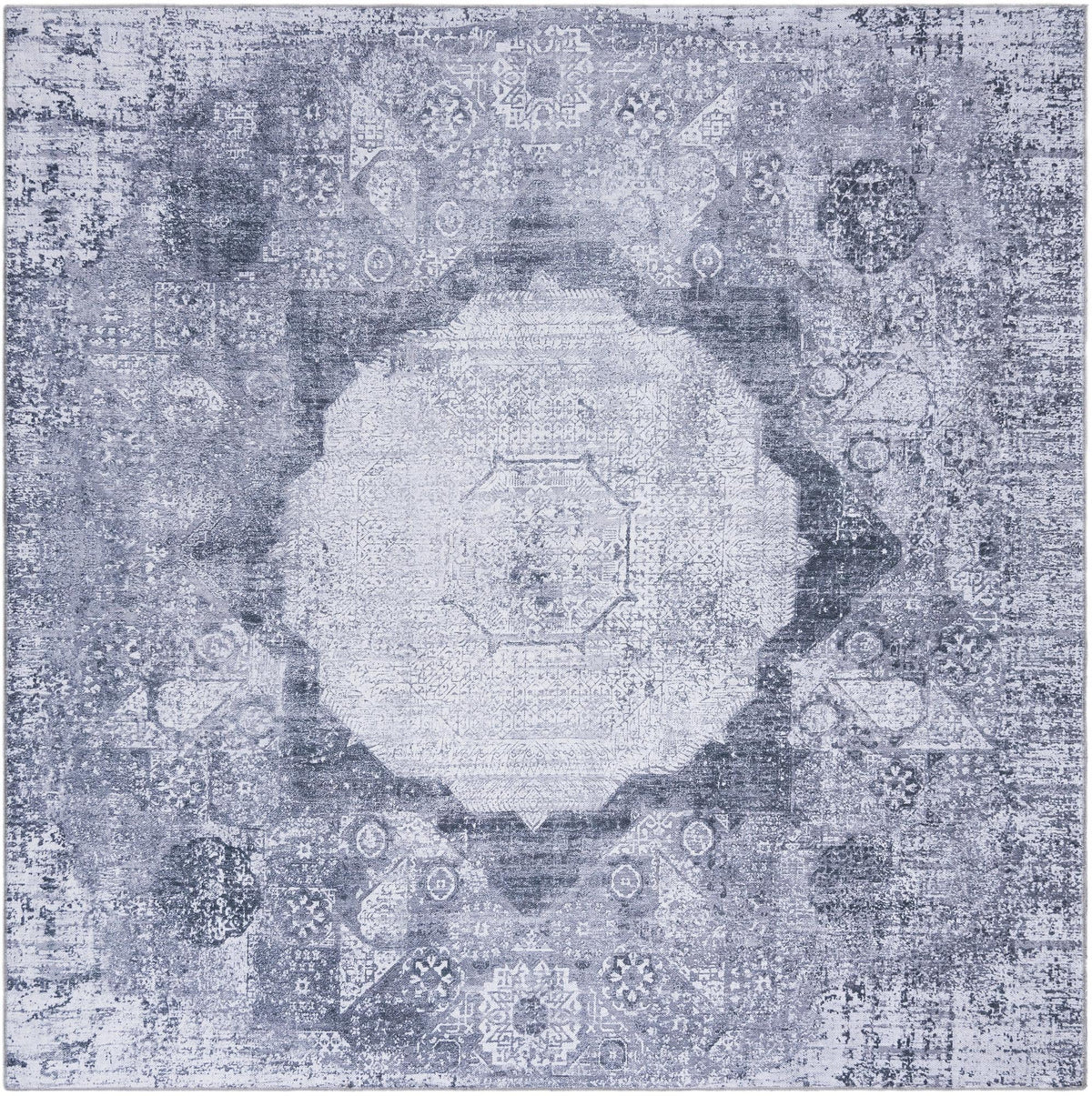 Laguna Sands Collection Area Rug - Catalina Square Ivory and Gray  lifestyle 78