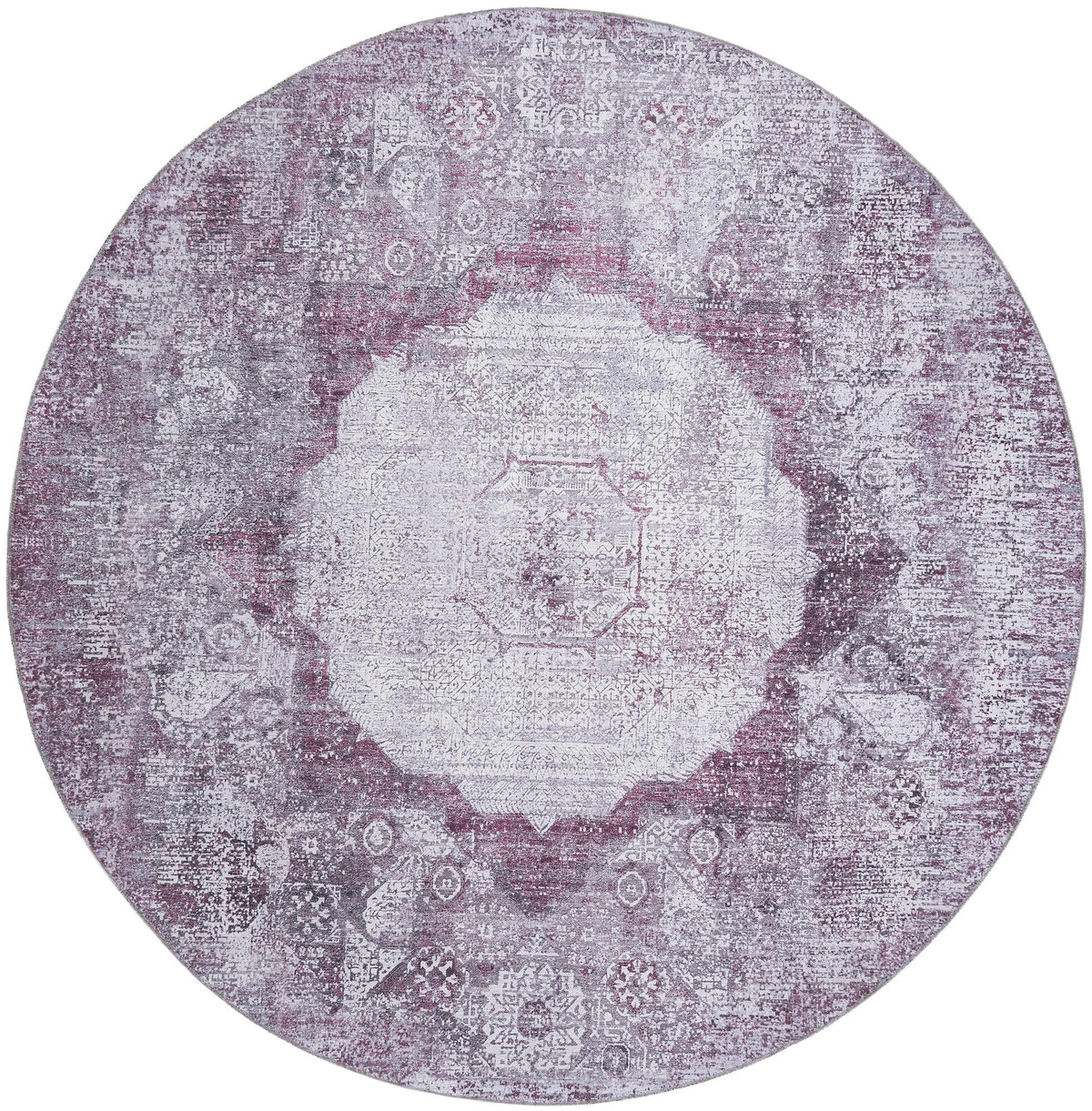 Laguna Sands Collection Area Rug - Catalina Round Ivory and Pink  lifestyle 81