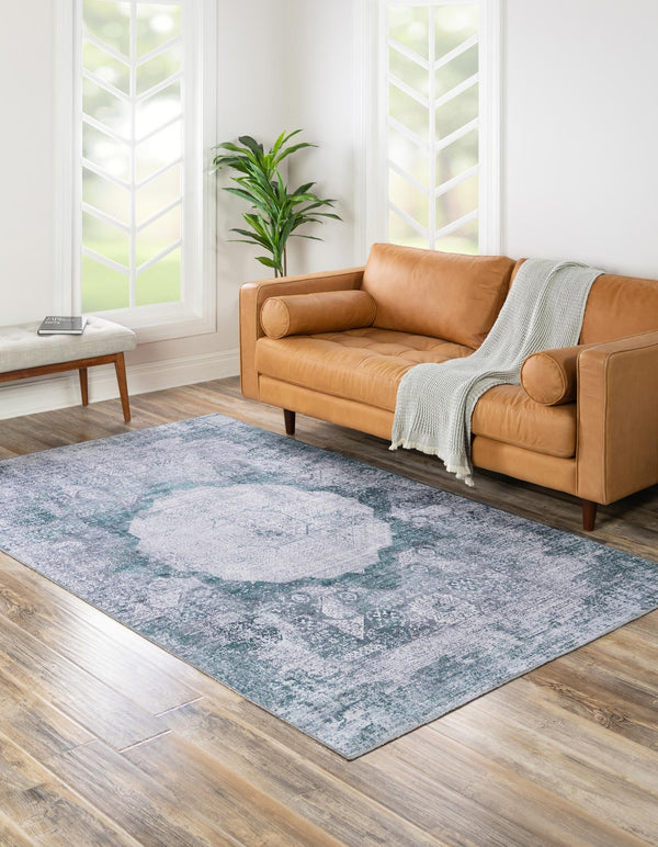 Laguna Sands Collection Area Rug - Catalina Rectangle Teal Ivory  lifestyle 13