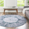 Laguna Sands Collection Area Rug - Catalina Round Teal Ivory  lifestyle 153