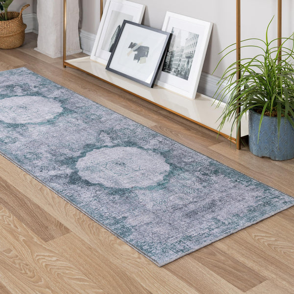 Laguna Sands Collection Area Rug - Catalina Runner Teal Ivory  lifestyle 151