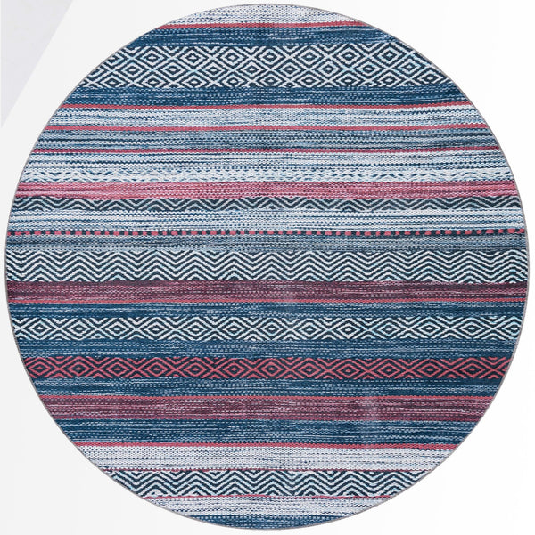 Laguna Sands Collection Area Rug -  Malibu Round Navy Blue  lifestyle 31