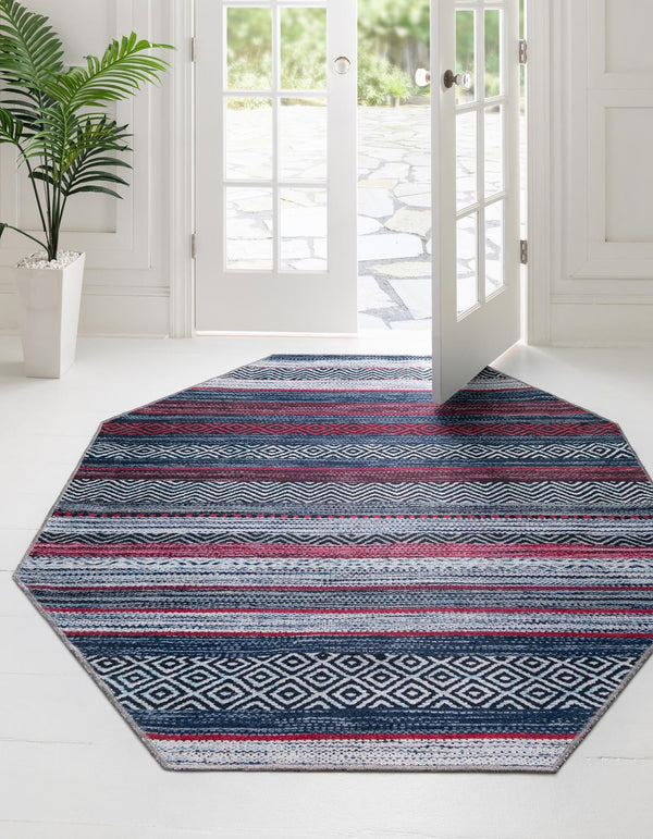 Laguna Sands Collection Area Rug -  Malibu Octagon Navy Blue  lifestyle 39
