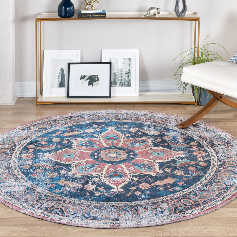Laguna Sands Collection Area Rug -  Zuma Round Navy Blue  lifestyle 68