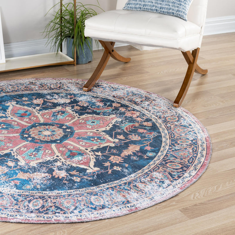 Laguna Sands Collection Area Rug -  Zuma Round Navy Blue  lifestyle 72