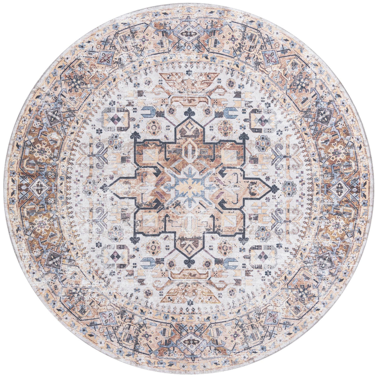 Laguna Sands Collection Area Rug -  Venice Round Ivory Almond  lifestyle 31
