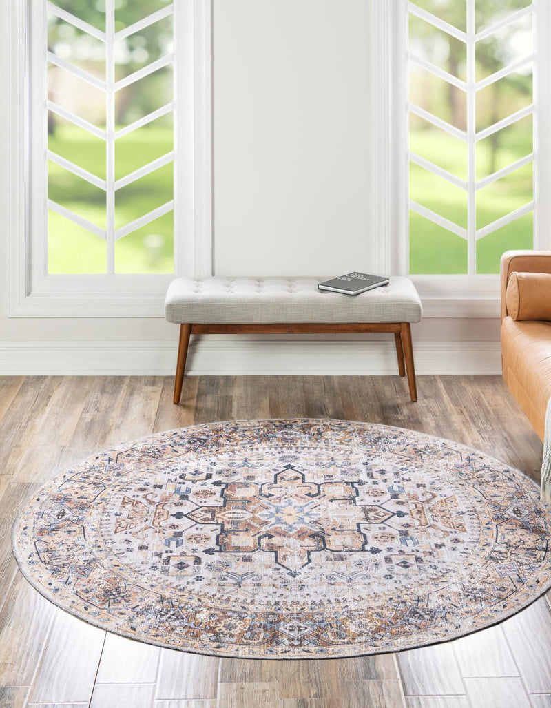 Laguna Sands Collection Area Rug -  Venice Round Ivory Almond  lifestyle 39