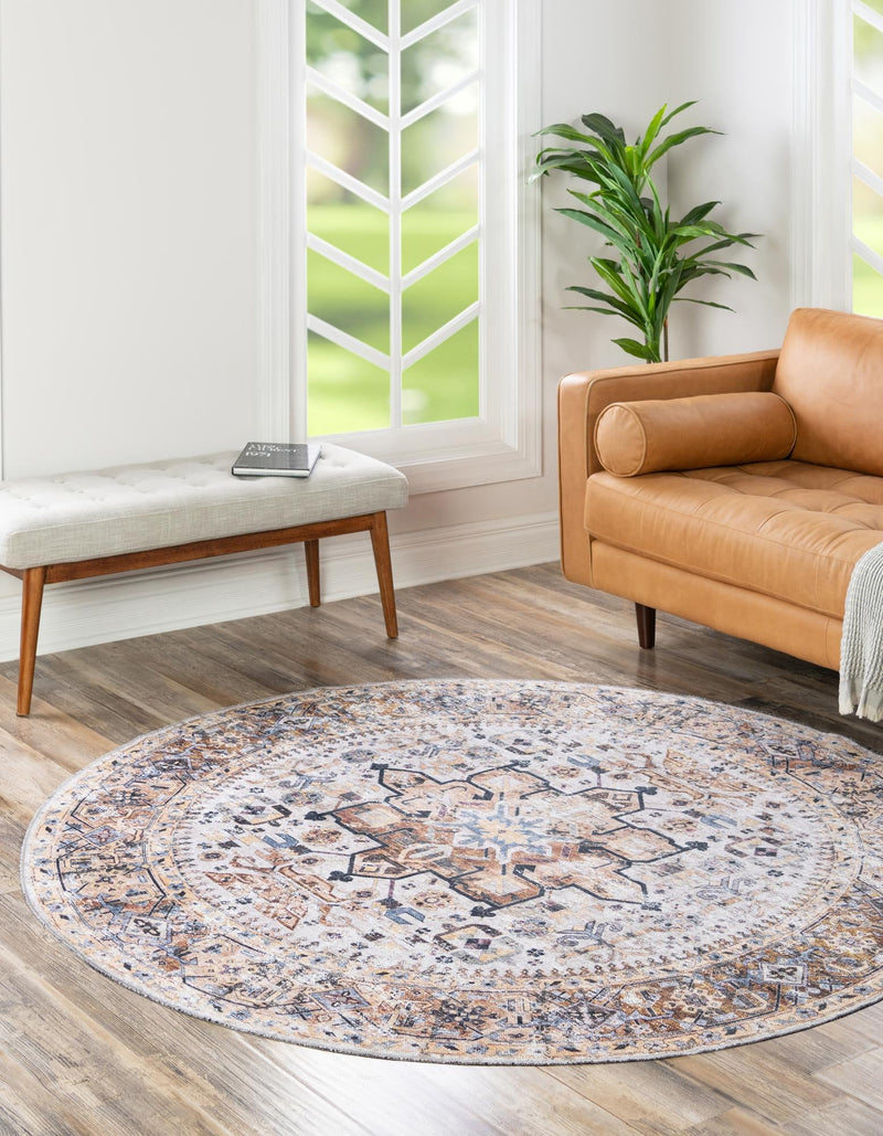 Laguna Sands Collection Area Rug -  Venice Round Ivory Almond  lifestyle 47