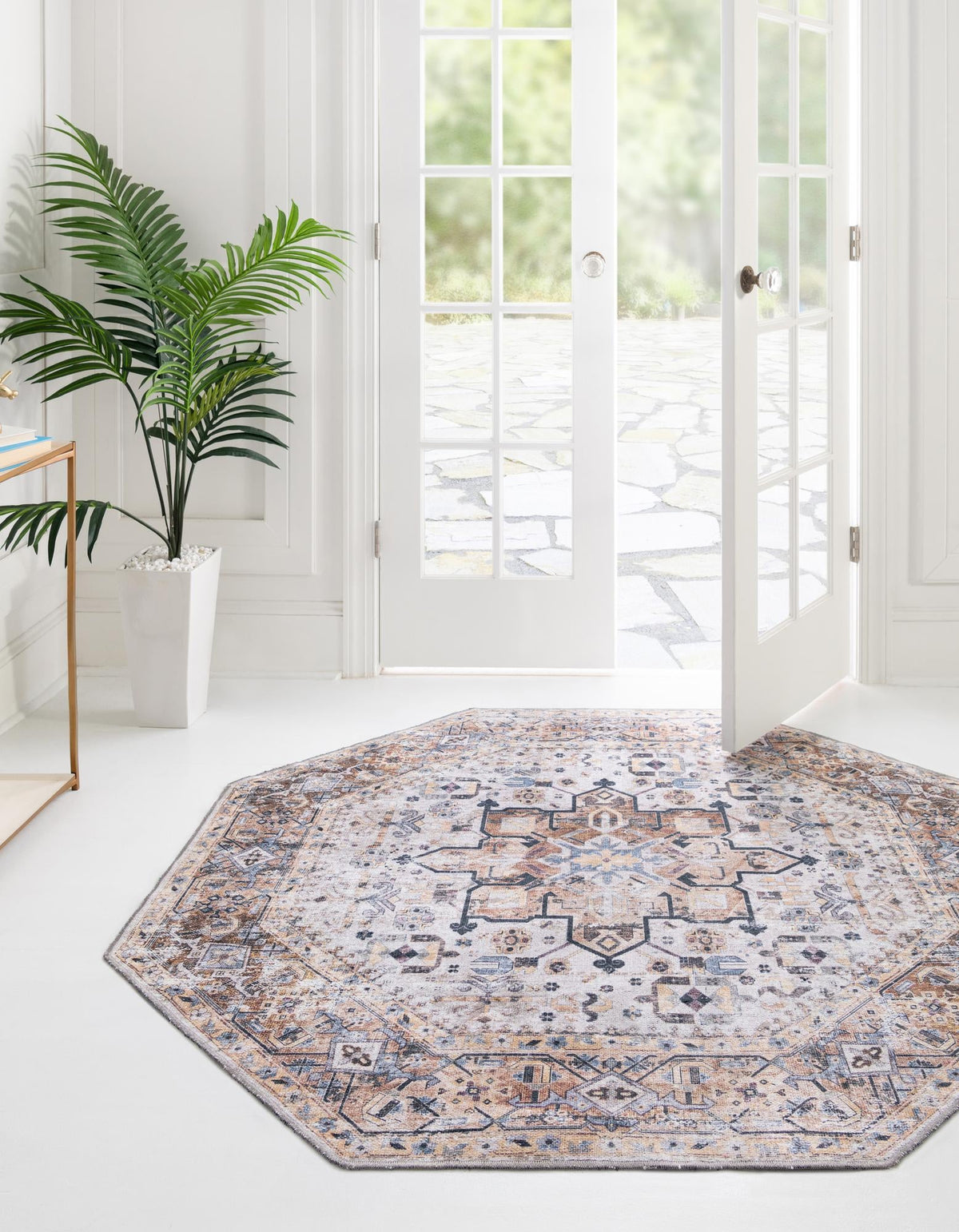 Laguna Sands Collection Area Rug -  Venice Octagon Ivory Almond  lifestyle 40