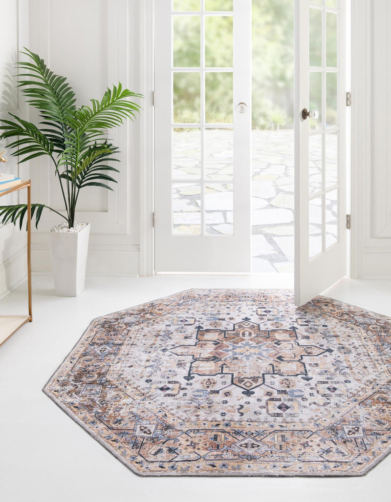 Laguna Sands Collection Area Rug -  Venice Octagon Ivory Almond  lifestyle 40